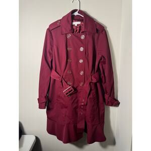 New York & Company Red Double-Breasted Trench Coat XL